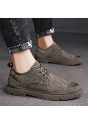 Men's shoes genuine leather casual shoes men high quality male flats casual sneakers retro tooling shoes