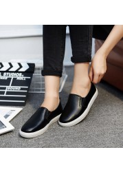 New Leather Women Fltats Casual Leather Shoes For Women Spring Summer Flat Shoes Ladies White Leather Loafers Zapatos Mujer