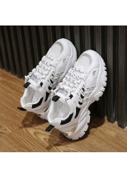 Rimocy 2022 Spring Women Platform Shoes Breathable Mesh Chunky Sneakers Women Spring Autumn Thick Bottom Lace Up Casual Shoes