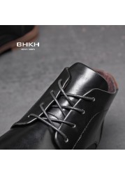 BHKH 2022 Autumn/Winter Men Boots Lace-up Ankle Boots Smart Business Office Work Dress Formal Shoes Men's Shoes