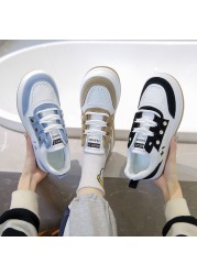 QWEEK Spring White Women's Platform Sneakers 2022 New Spring and Autumn Casual Sports Shoes Vulcanize Canvas Flat Tennis Running