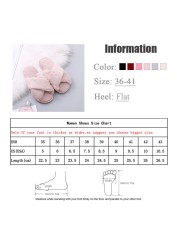 Women Fluffy Winter Sandal Cross Velor Open Toe Sandal Soft Warm Flat Shoes Faux Fur Slippers Home Women's Shoes WJ004