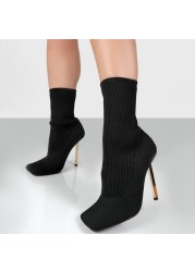 2022 ladies booties autumn and winter knitted ankle boots stiletto shoes elastic comfortable party high heel shoes women