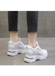 Rimocy 2022 New Fashion Women Chunky Sneakers PU Leather Platform White Shoes Woman Spring Autumn Thick Bottom Female Trainers