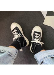 Spring 2021 new thick-soled high-top canvas shoes women's shoes Korean version versatile street shooting dress shoes trend