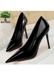 BIGTREE Shoes Woman Fashion Pumps Patent Leather High Heels Stiletto Heels Occupation OL Office Shoes Sexy Heels Plus Size 43