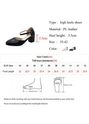 Rimocy Black Women Mary Jane Round Heel Pumps Women Platform Thick Heel Ankle Strap Shoes Women Summer PU Faux Leather Boots