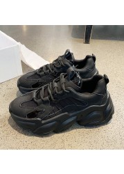 Women Shoes Woman Ins Trendy 2021 Spring New Internet Celebrity Versatile Black Sneakers With Chunky Sole For Students