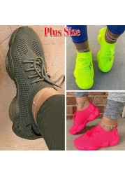Fashion platform sneakers women running sneakers summer breathable mesh casual shoes women lace-up ladies vulcanized shoes