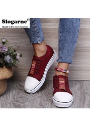 Trainers Canvas Flat Shoes Women Running Shoes Vulcanizing New Women Spring Autumn Sneakers Ladies Casual Sneakers Big Size 43