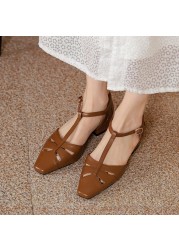 JOVONO New Women Sandals Summer Shoes Low Heel Buckle Genuine Leather Shoes Fashion Holiday Women Shoes Size 34-39