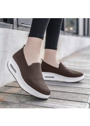 Ladies Air Cushion Shoes Lazy Comfortable Shock Absorbing Sneaker Soft Sole Breathable Casual Outdoor Shoes