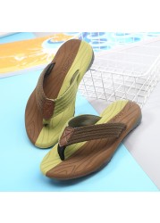 men summer flip flops beach sandals anti-slip casual flat shoes patchwork slippers home slippers for men