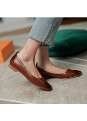 JONOVONO Size 33-40 Flat Heel Women Shoes Genuine Leather Square Toe Shoes Women Shoes Spring Autumn Female Shoes