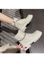 2022 New Woman Ankle Boots Flat Heel Shoes Women Lace Up Winter Autumn Daily Boots Short Boots Woman Shoes