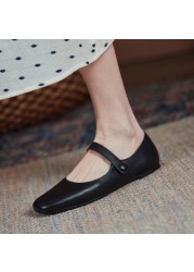 JOVONO Size 33-40 Women Flat Shoes Genuine Leather Buckle Spring Ins Style Ladies Shoes Fashion Casual Shoes Size 33-40