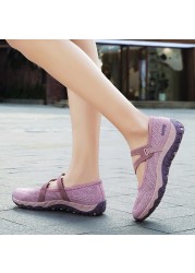 2021 Breathable Mesh Sneakers Women Casual Shoes Women's Walking Shoes Slip On Lightweight Flat Mom Shoes Anti-Slip Flats Shoes