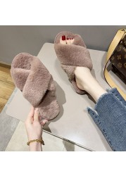 Women Shoes Soft Short Plush Different Styles Comfortable Women Slippers Open Toe Indoor Women's Shoes Furry Luxury Home Slippers
