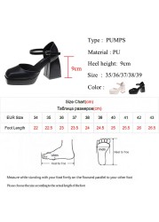 Lucifer 2022 Women Platform Platform Ankle Strap Shoes Women Square Heel Faux Leather Shoes Mary Jane Thick High Heels Women Shoes