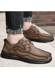 Men's shoes genuine leather luxury men's casual shoes breathable comfortable hiking shoes men's soft non-slip sports shoes