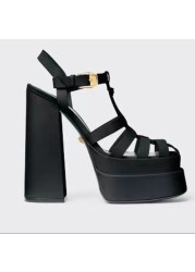 2022 high heel gladiator sandals women sexy block heel platform shoes pu summer buckle women sandals