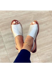 Women sandals 2021 summer large size simple ladies sandals open toe fish mouth comfortable flat sandals