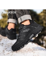 Men Winter Snow Boots Waterproof Leather Sneakers Super Warm Men Platform Boots Outdoor Male Hiking Boots Work Shoes Plus Size