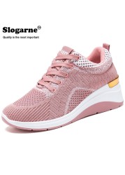 Women's Knitting Flats Lace Up Slip-On Breathable Comfortable Platform Sneakers Female Spring Sports Casual Shoes Running Loafers