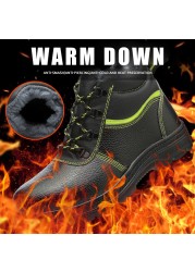 ZYYZYM-Men Steel Safety Boots Plush Work Boots With Puncture Protection For Winter