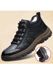 Men's shoes 2021 autumn and winter warm casual fashion lace up basic leather shoes bota male zapatos de segurchampre hombre