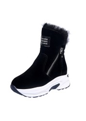 New Winter Warm Ankle Boots For Women Boots 5cm Height Increasing Platform Furry Boots Warm Chunky Sole Snow Boots Socks Woman