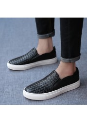 Men Oxfords Genuine Leather Men's Casual Shoes Luxury Brand Fashion Shoes Breathable Hand Knit Shoes Anti-slip Simple Shoes