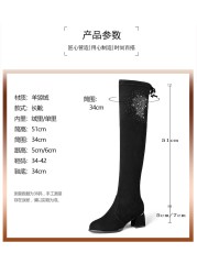 Black High Boots Plus Size Stretch Women's Boots Over-the-Knee Boots Platform Boots Over Boots Black Knee Boots 2021