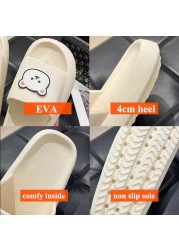 Lucifer Cute Cartoon Bear Platform Slippers Women 2022 Summer EVA Soft Sole Home Flip Flops Woman Non-slip Beach Sandals Female