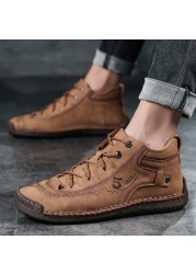 2021 New Men's Mid Top Fashion Comfortable Shoes Spring Autumn Lace-up Casual Male Shoes Handmade Classic Sale Classic Flats