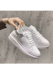 2022 New Genuine Leather Women Platform Sneakers Autumn Fashion Sport Little White Shoes Ladies Vulcanized Shoes Plus Size 44