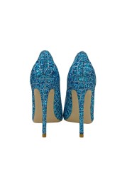 Spring new blue sequins pointed toe stiletto high heels work shoes party dress all-match large size fashion women's shoes