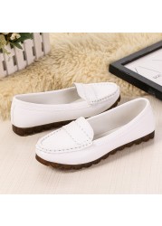 Women Genuine Leather Flats Spring Summer Breathable Comfortable Casual Shoes Femme Loafers Ladies Flat Shoes Nurse