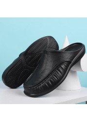 Men Slippers Slip On Flat Shoes Fashion Beach Sandals Home Shoes Size 40-47 Slippers For Home Men Autumn Casual Shoes Loafers