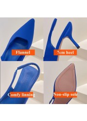 Lucifer Fashion Women Pointed Toe 2022 Flannel Shoes Spring Women High Heels Shoes Woman Toe Cuff Slip-on Women Sandals