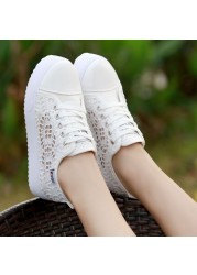 2022 spring and summer new thick-soled canvas shoes women's breathable mesh hollow boots all-match mesh shoes women