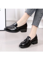 Rimocy Patent Leather Loafers Women 2022 Spring Slip On Thick Heel Casual Shoes Classic Black Soft Bottom Office Lady Shoes