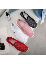 Hollow mesh white shoes women sneakers light breathable casual perspective new shoes slip-on loafers running shoes women sneakers