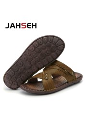 Hot Sale Summer Sandals Men Leather Classic Roman Sandals Soft Slippers Moccasins Outdoor Beach Shoes Men Sandals Size38~46