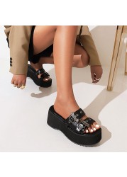 Tuyoki Plus Size 33-46 Women Sandals Fashion Platform High Heels Summer Shoes Woman Slippers Party Buckle Lady Daily Footwear