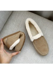 Women 2021 autumn winter new snow boots slip on fur warm soft flat plush add velvet to ladies tendon casual comfortable shoes