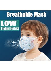 Children KN95 Mouth Mask 4 Layer Respirator Face Mask Cartoon Printed Reusable Anti Virus Masks Kids N95 Mascarillas fpp2 Ninos