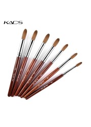 KADS Acrylic Nail Brush Curly Kolinsky Sable UV Nail Art Gel Extension Brush Manicure Flat Round Brush Red Wood Nail Brush