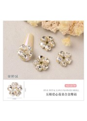 10pcs/lot 3D Nail Art Love Hearts Flowers Shapes AB Side Rhinestones Nail Tips Decorations