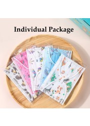 100/200pcs Disposable Kids Masks Cartoon School Bag 3-Layer Non-woven Dust Mask Disposable Child Black Mask Children's Masks